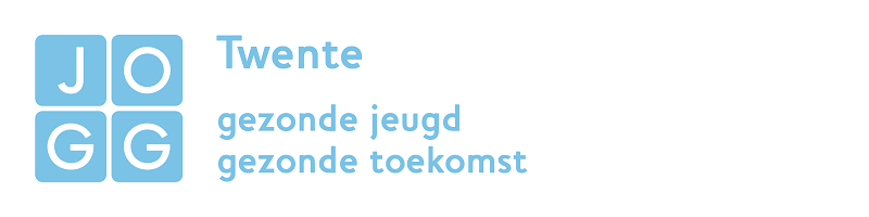 Het logo van JOGG Twente, met daarop de tekst: JOGG Twente. Gezonde jeugd, gezonde toekomst.