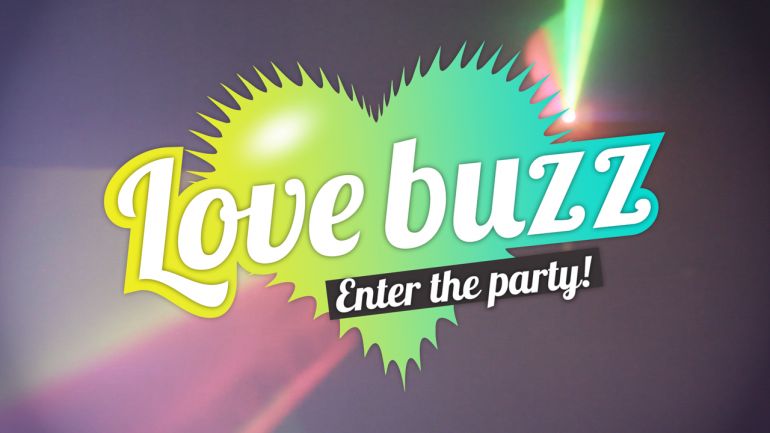 logo lovebuzz, met de tekst lovebuzz, enter the party!